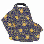 Blue And Gold Celestial Pattern Print Baby Seat Cover