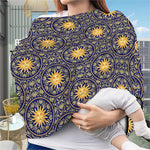 Blue And Gold Celestial Pattern Print Baby Seat Cover