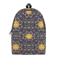 Blue And Gold Celestial Pattern Print School Backpack