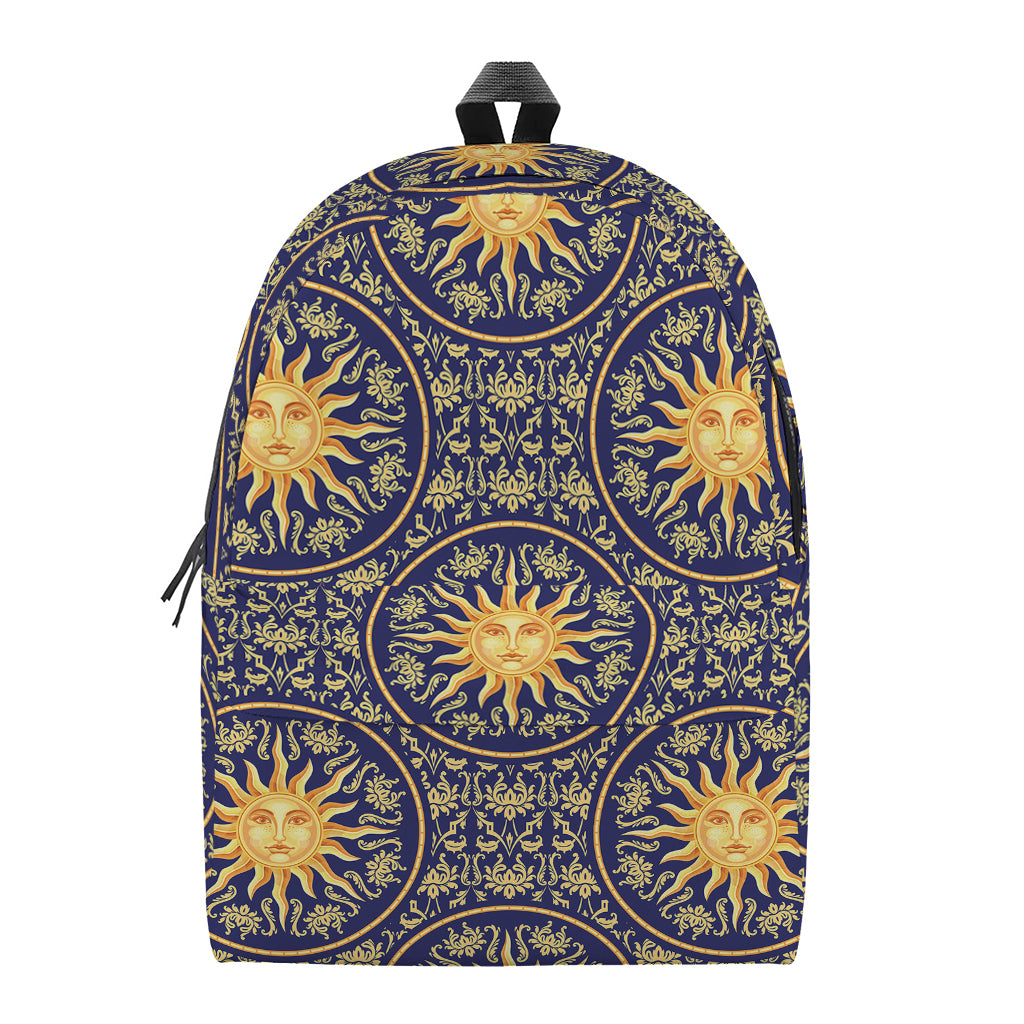 Blue And Gold Celestial Pattern Print Backpack