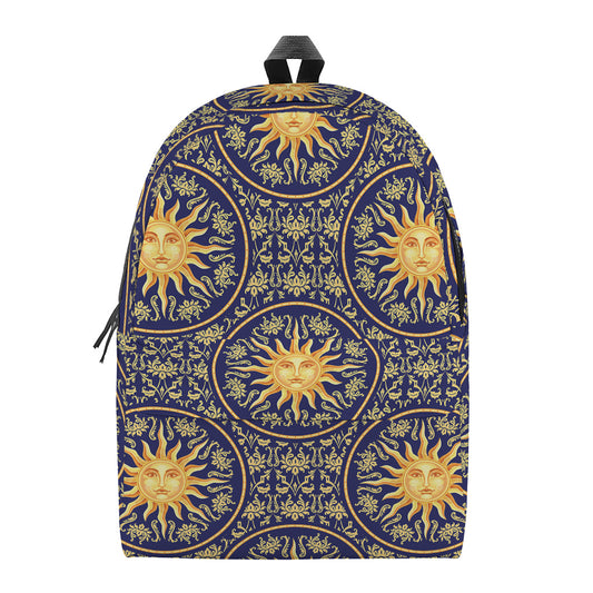 Blue And Gold Celestial Pattern Print Backpack
