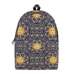 Blue And Gold Celestial Pattern Print Backpack