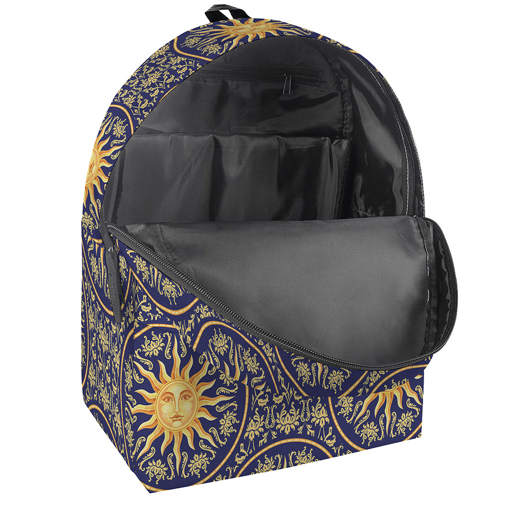 Blue And Gold Celestial Pattern Print Backpack