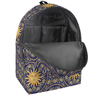Blue And Gold Celestial Pattern Print Backpack