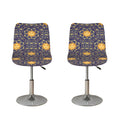 Blue And Gold Celestial Pattern Print Bar Stool Covers