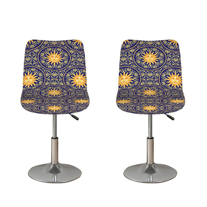 Blue And Gold Celestial Pattern Print Bar Stool Covers