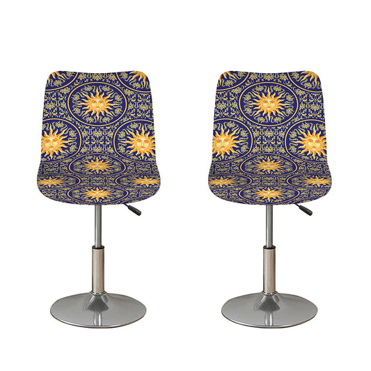 Blue And Gold Celestial Pattern Print Bar Stool Covers