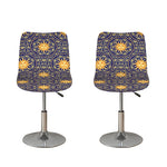 Blue And Gold Celestial Pattern Print Bar Stool Covers