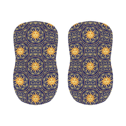 Blue And Gold Celestial Pattern Print Bar Stool Covers