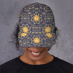 Blue And Gold Celestial Pattern Print Baseball Cap