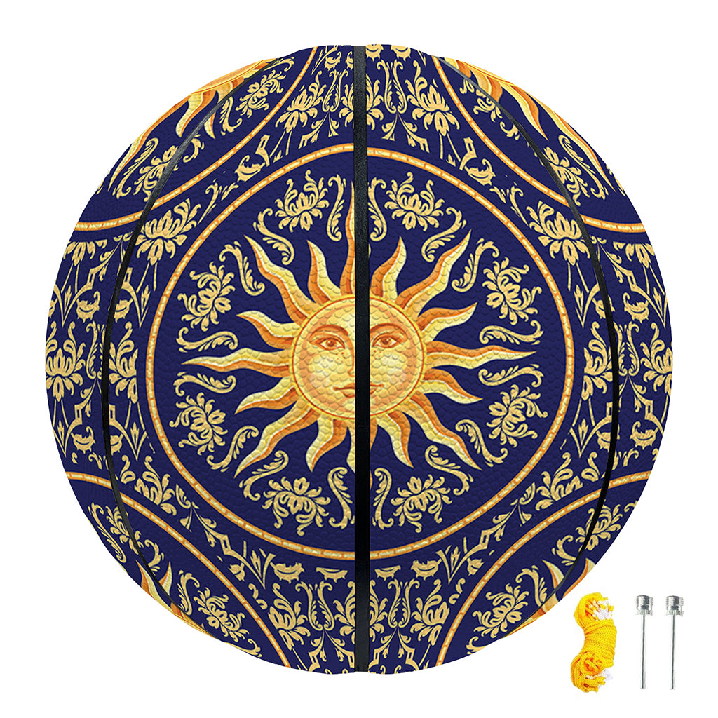 Blue And Gold Celestial Pattern Print Basketball