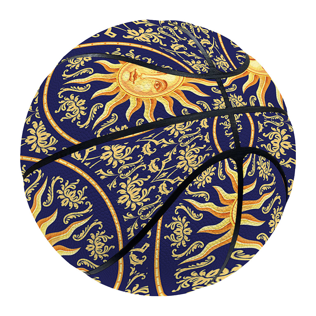 Blue And Gold Celestial Pattern Print Basketball