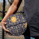 Blue And Gold Celestial Pattern Print Basketball