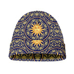 Blue And Gold Celestial Pattern Print Beanie