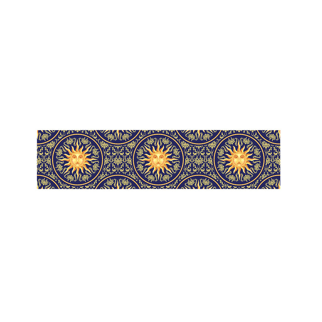 Blue And Gold Celestial Pattern Print Bed Runner