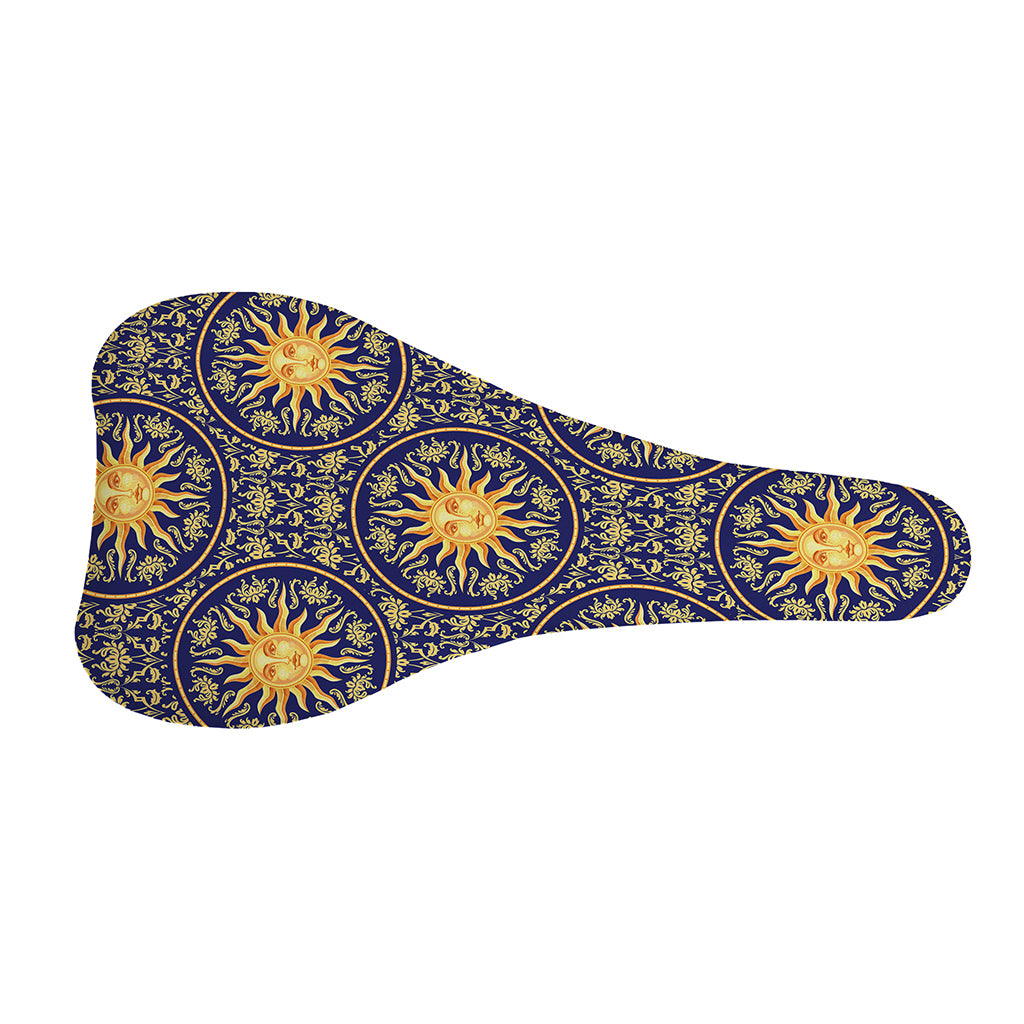 Blue And Gold Celestial Pattern Print Bicycle Seat Cover