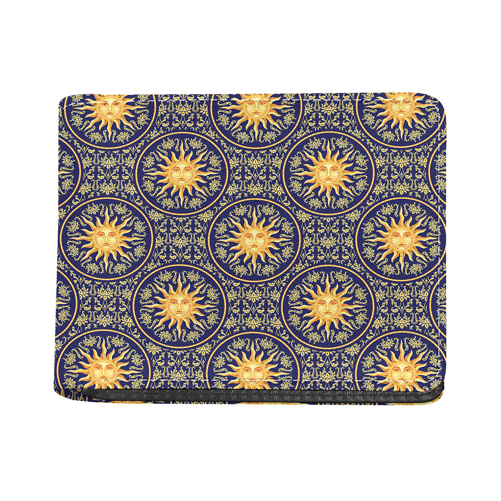 Blue And Gold Celestial Pattern Print Bifold Wallet