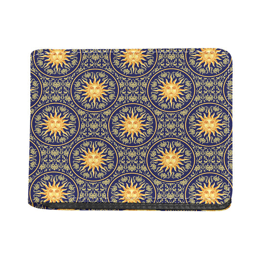 Blue And Gold Celestial Pattern Print Bifold Wallet