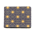 Blue And Gold Celestial Pattern Print Bifold Wallet