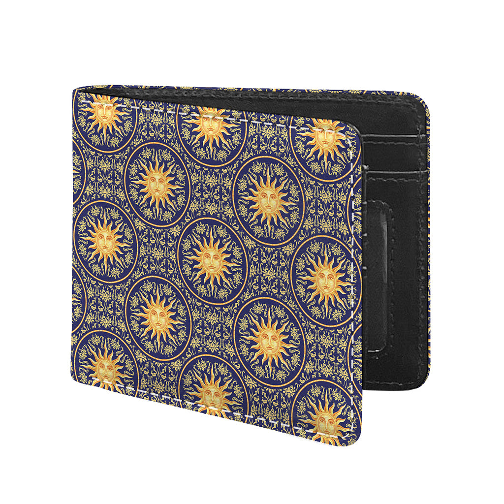 Blue And Gold Celestial Pattern Print Bifold Wallet