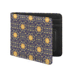 Blue And Gold Celestial Pattern Print Bifold Wallet