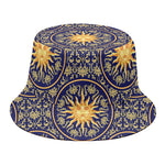 Blue And Gold Celestial Pattern Print Bucket Hat