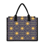 Blue And Gold Celestial Pattern Print Canvas Tote Bag
