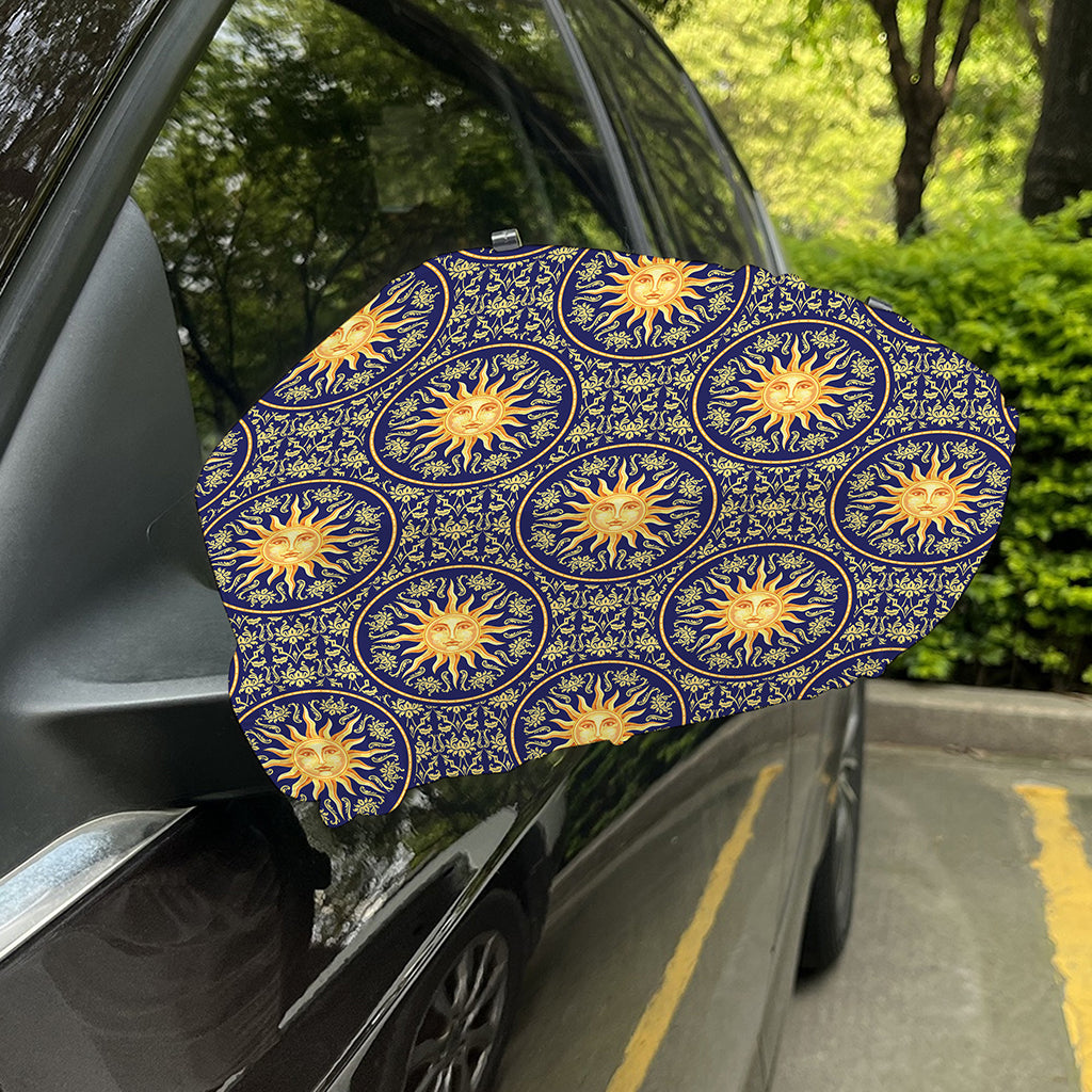 Blue And Gold Celestial Pattern Print Car Side Mirror Covers