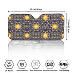Blue And Gold Celestial Pattern Print Car Windshield Sun Shade