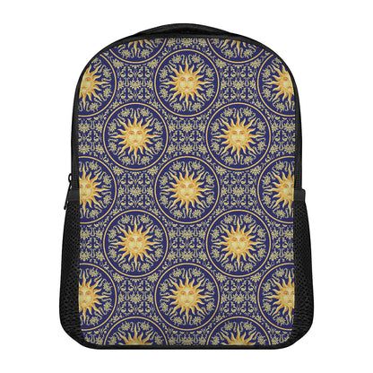 Blue And Gold Celestial Pattern Print Casual Backpack