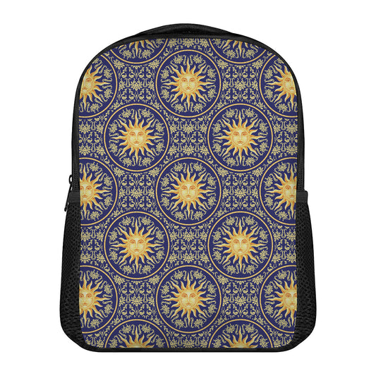 Blue And Gold Celestial Pattern Print Casual Backpack