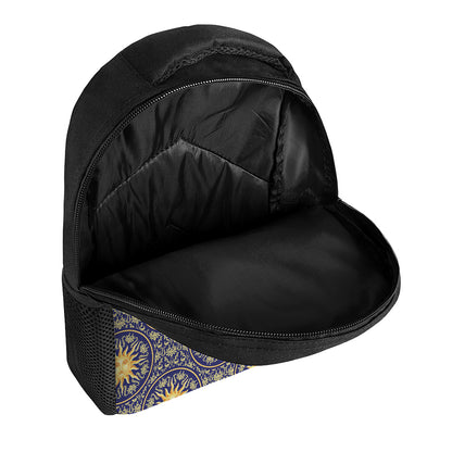 Blue And Gold Celestial Pattern Print Casual Backpack
