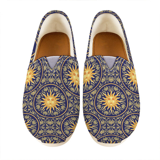 Blue And Gold Celestial Pattern Print Casual Shoes