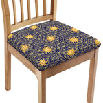 Blue And Gold Celestial Pattern Print Chair Cushion Cover
