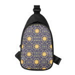 Blue And Gold Celestial Pattern Print Chest Bag