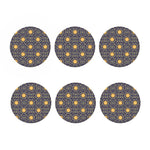 Blue And Gold Celestial Pattern Print Coaster Set