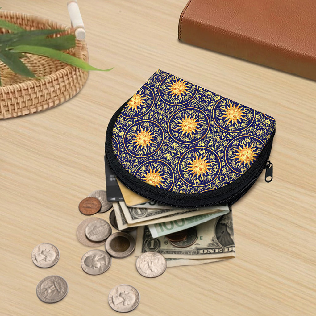 Blue And Gold Celestial Pattern Print Coin Purse