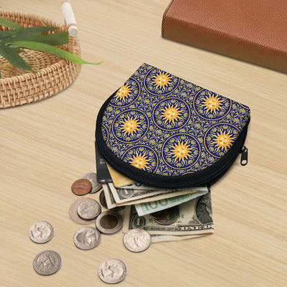Blue And Gold Celestial Pattern Print Coin Purse