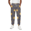 Blue And Gold Celestial Pattern Print Cotton Sweatpants