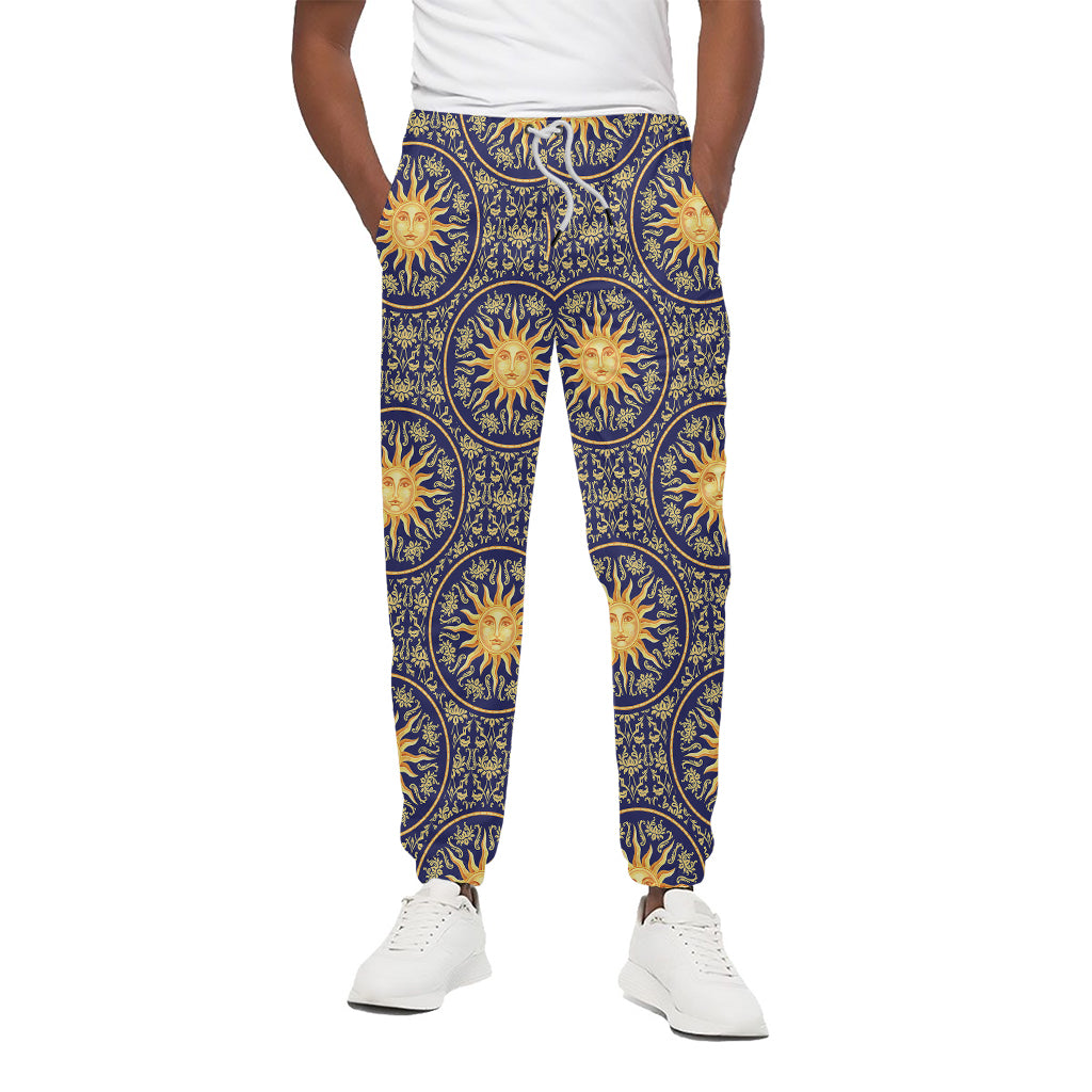 Blue And Gold Celestial Pattern Print Cotton Pants