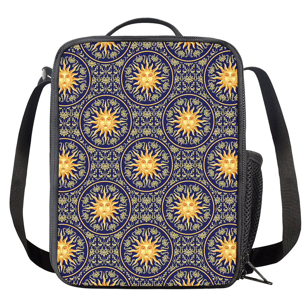 Blue And Gold Celestial Pattern Print Crossbody Lunch Bag