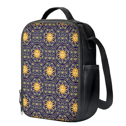 Blue And Gold Celestial Pattern Print Crossbody Lunch Bag