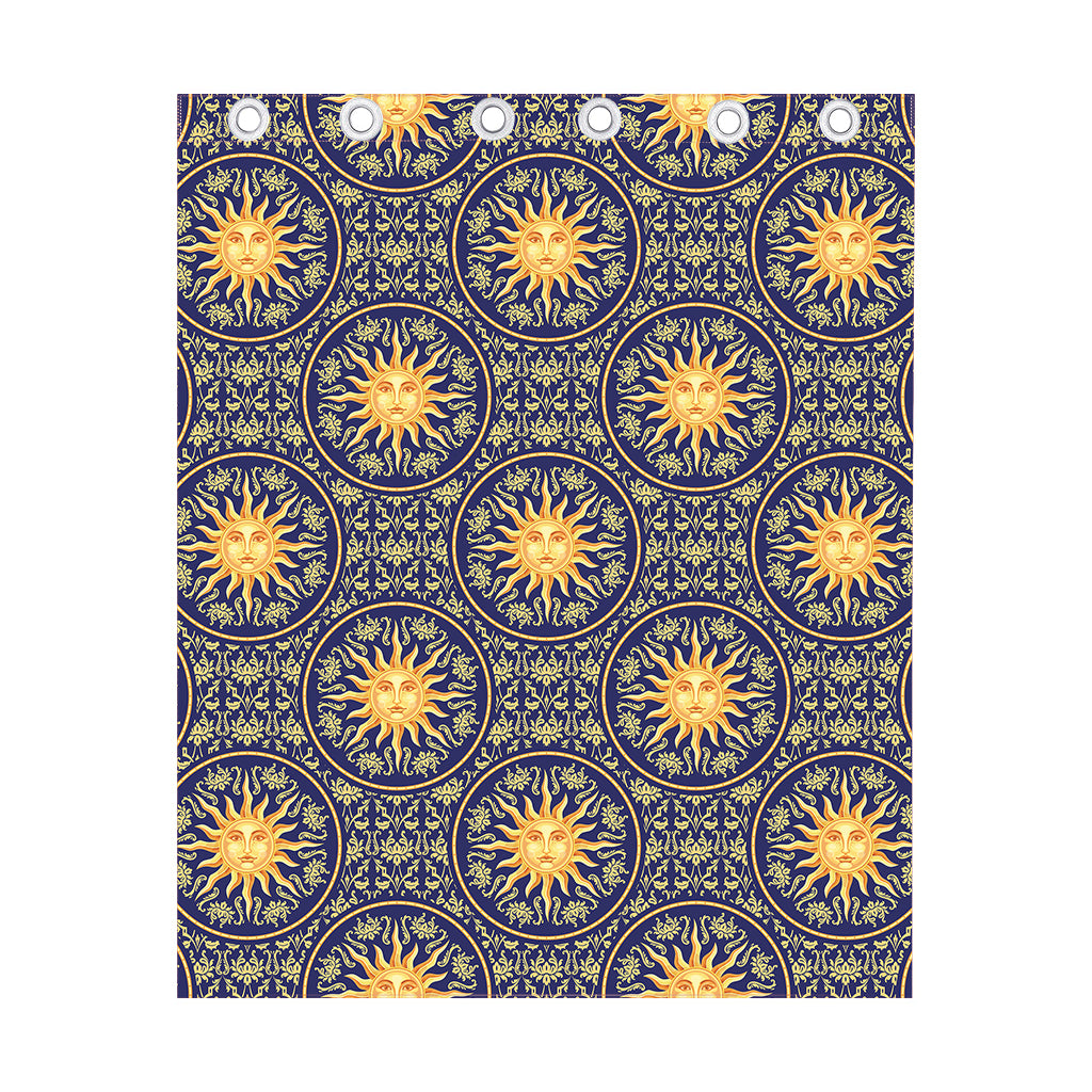 Blue And Gold Celestial Pattern Print Curtain