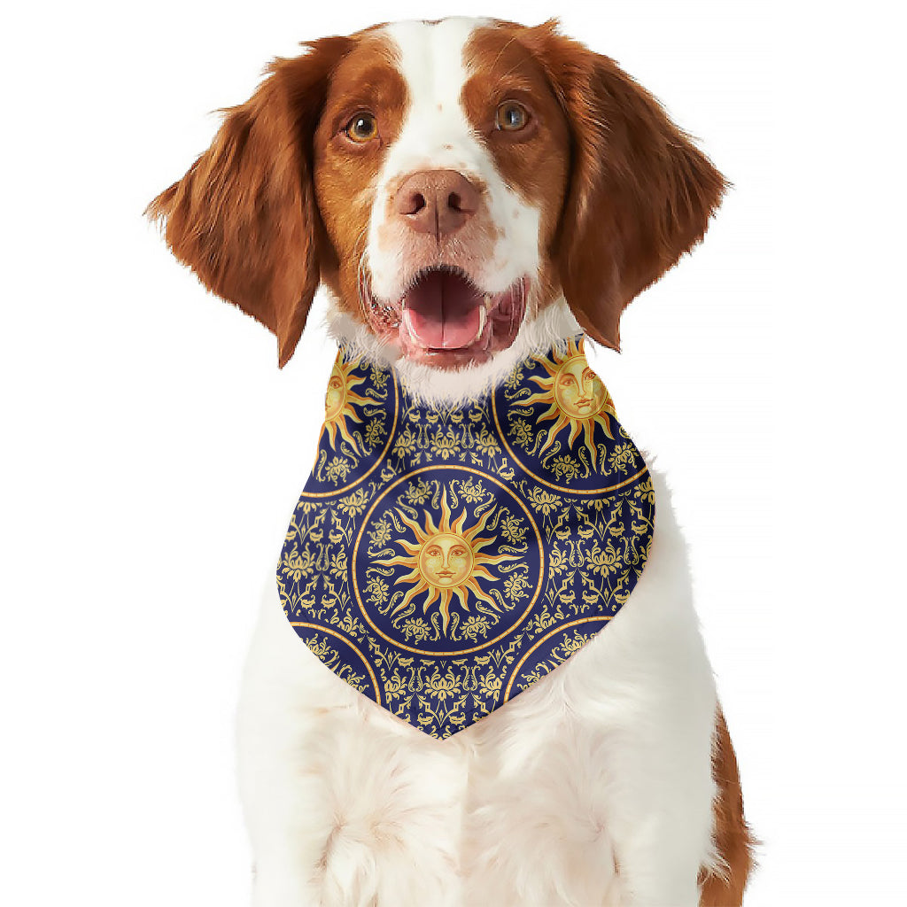 Blue And Gold Celestial Pattern Print Dog Bandana