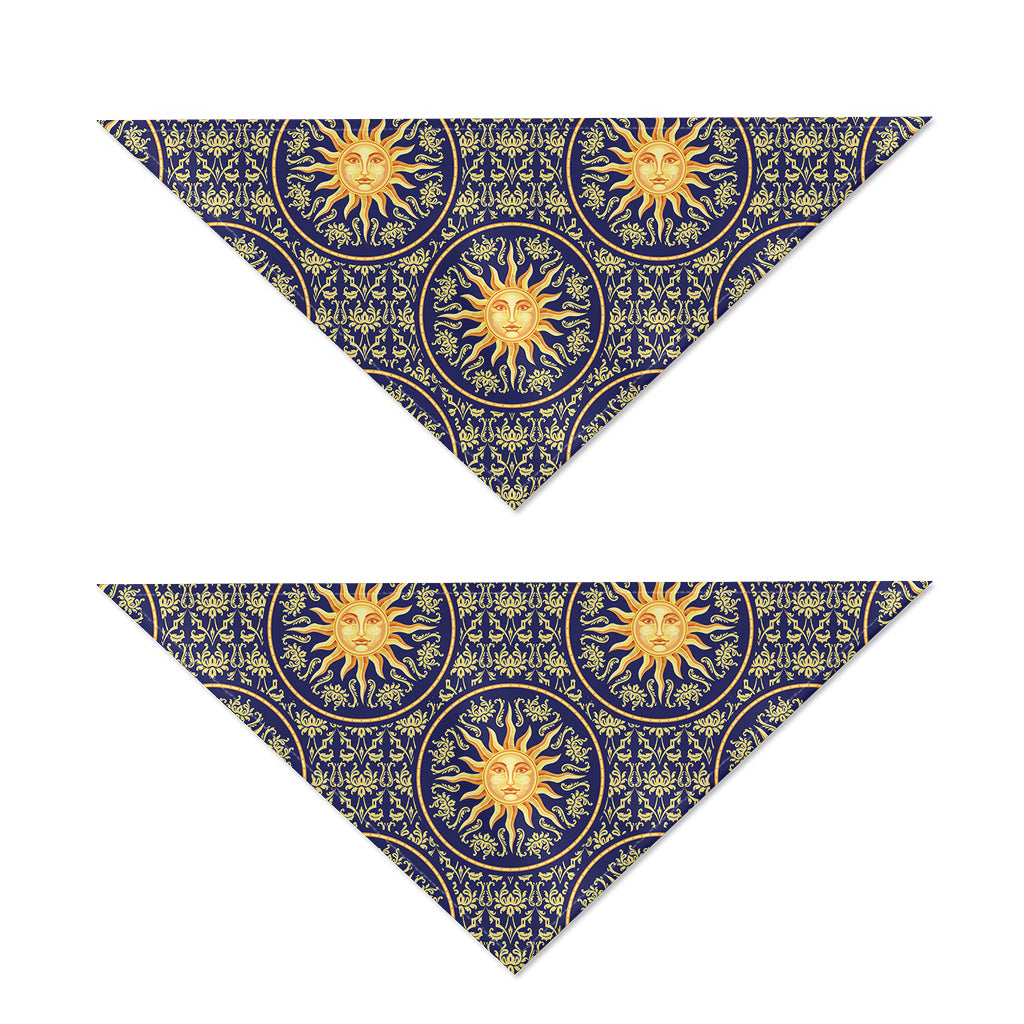 Blue And Gold Celestial Pattern Print Dog Bandana