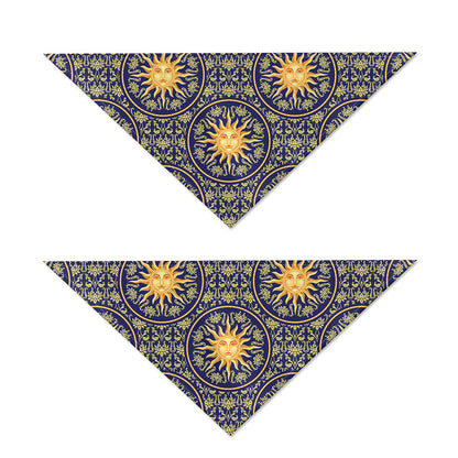 Blue And Gold Celestial Pattern Print Dog Bandana