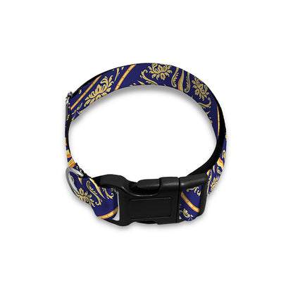 Blue And Gold Celestial Pattern Print Dog Collar