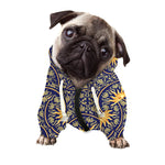 Blue And Gold Celestial Pattern Print Dog Zip Up Hoodie
