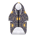 Blue And Gold Celestial Pattern Print Dog Zip Up Hoodie