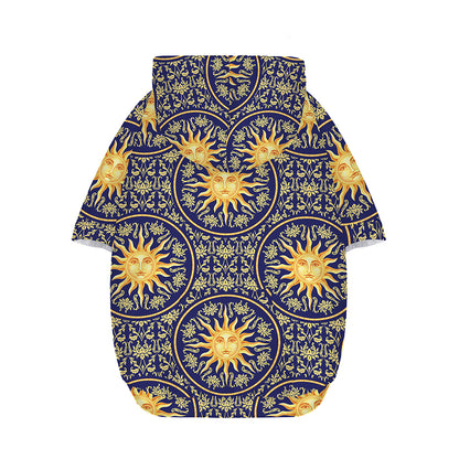 Blue And Gold Celestial Pattern Print Dog Zip Up Hoodie